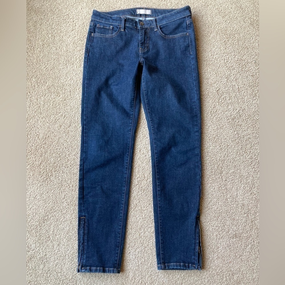 Uniqlo Skinny Tapered Jeans Zipper Ankle with Mid Rise Sz 27 Denim